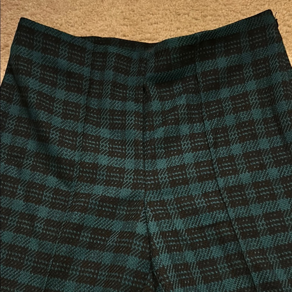 Ann Taylor Teal and Black Plaid Trousers